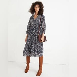 Madewell Tie-Waist Midi Dress in Harvest Vine - Size XL - NWT